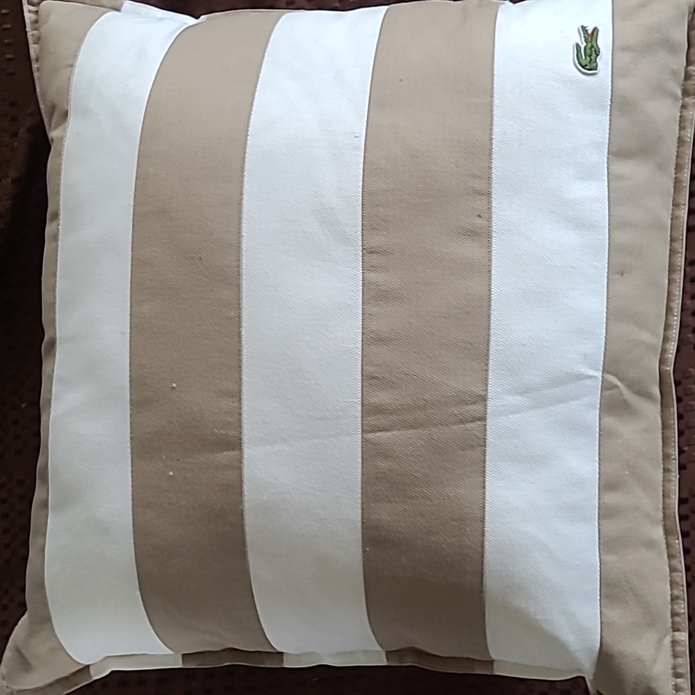 Two Izod Throw Pillows Beige/White 18" Square